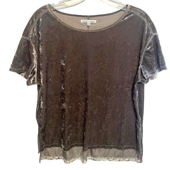 Rebecca Minkoff Gray Velvet Short Sleeve Tee - Picture 2 of 11